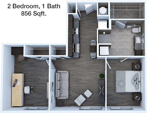 856 sq ft floorplan layout