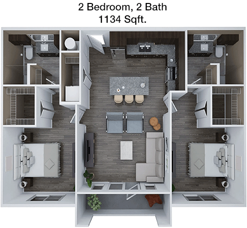 1,134 sq ft floorplan layout