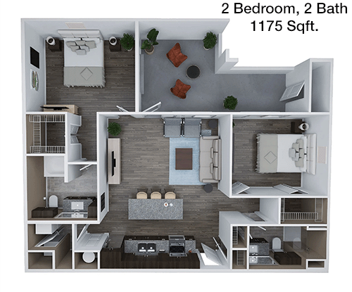 1,175 sq ft floorplan layout