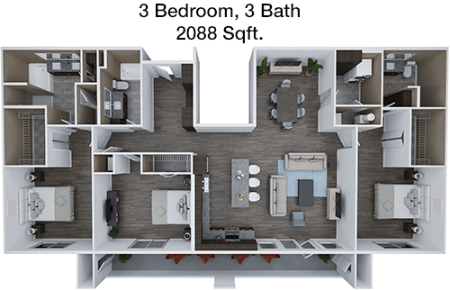 2,088 sq ft floorplan layout
