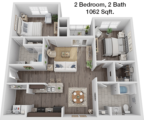 1,062 sq ft floorplan layout