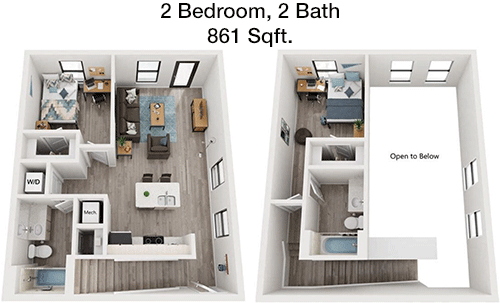 861 sq ft floorplan layout