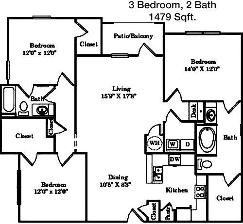 1,479 sq ft floorplan layout