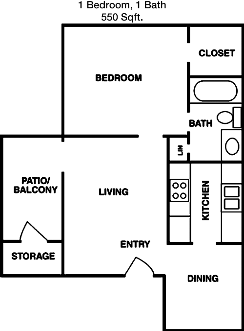 550 sq ft floorplan layout