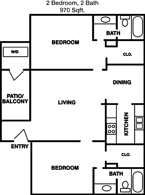 970 sq ft floorplan layout