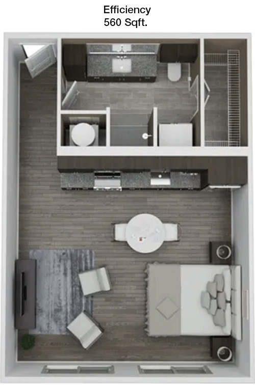 560 sq ft floorplan layout