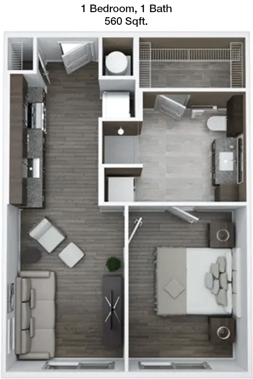 560 sq ft floorplan layout