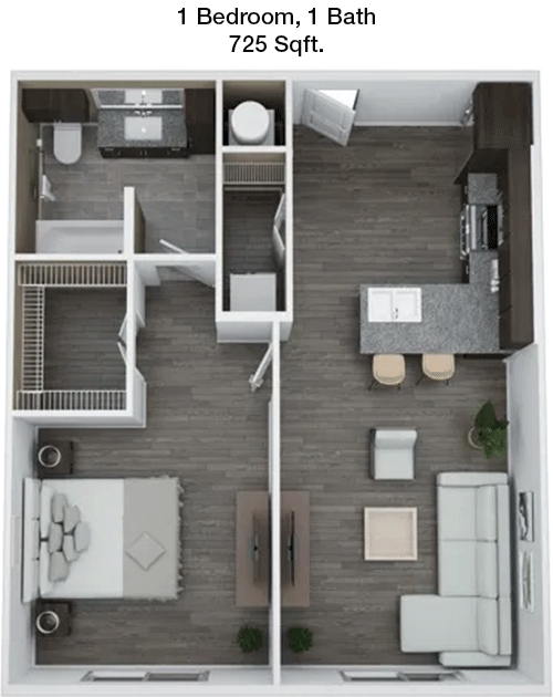 725 sq ft floorplan layout