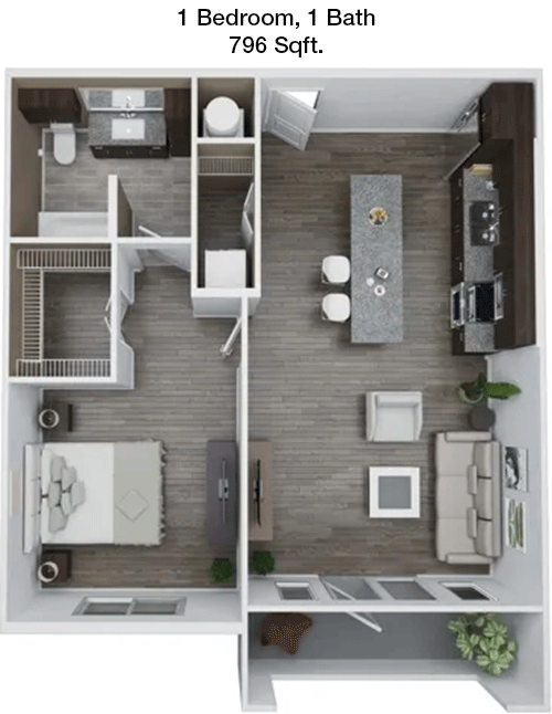 796 sq ft floorplan layout