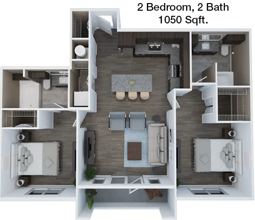 1,050 sq ft floorplan layout