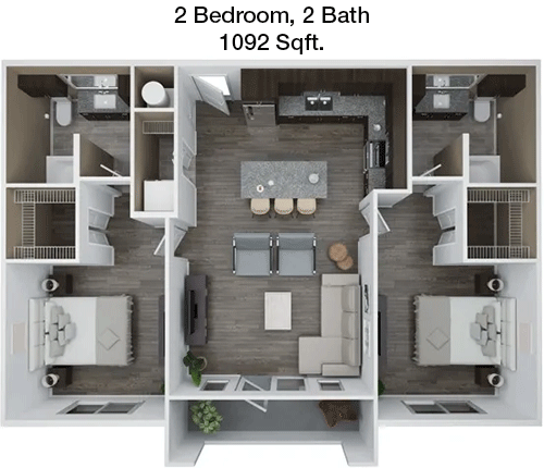1,092 sq ft floorplan layout