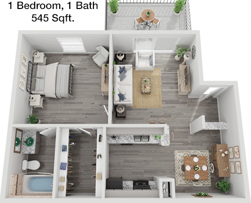 545 sq ft floorplan layout