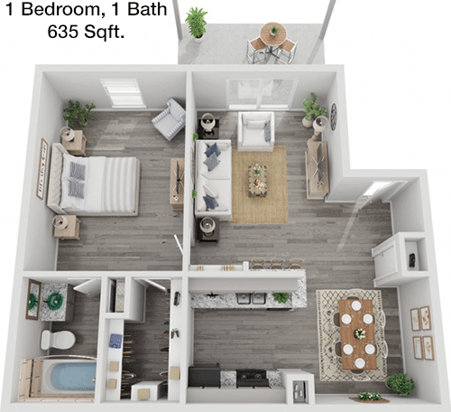635 sq ft floorplan layout
