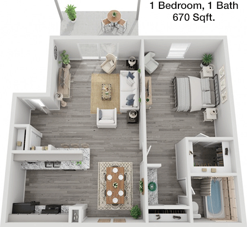670 sq ft floorplan layout