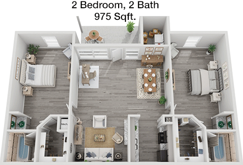 975 sq ft floorplan layout