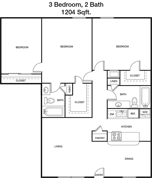 1,204 sq ft floorplan layout