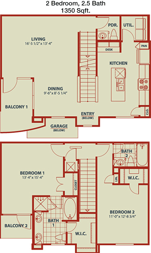 1,350 sq ft floorplan layout