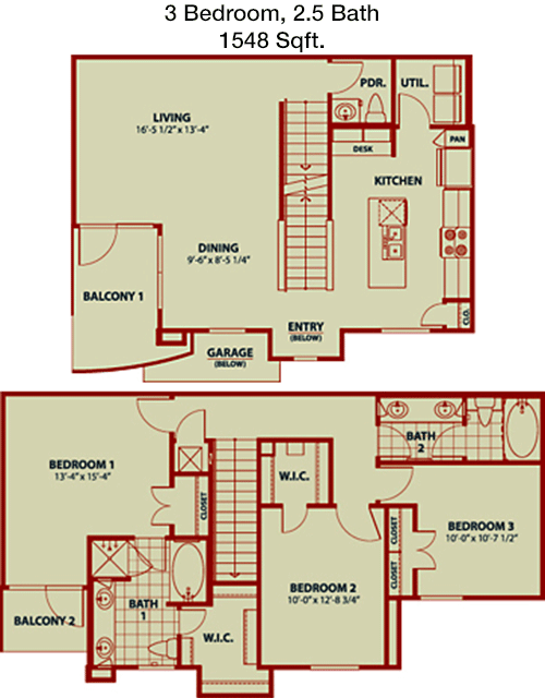 1,548 sq ft floorplan layout