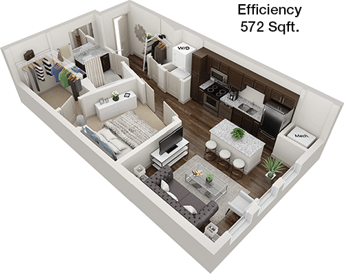 572 sq ft floorplan layout