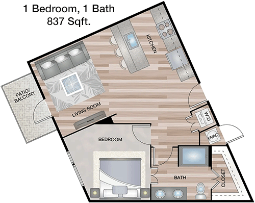 837 sq ft floorplan layout