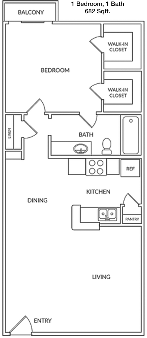 682 sq ft floorplan layout