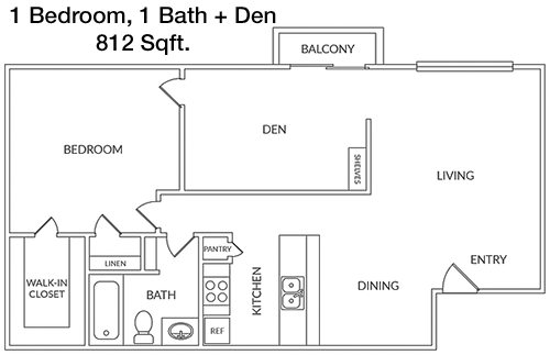 812 sq ft floorplan layout