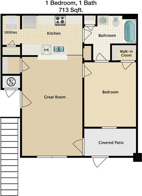 713 sq ft floorplan layout