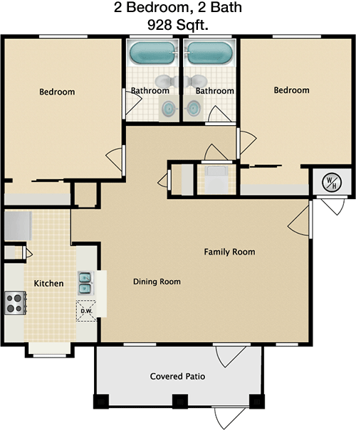 928 sq ft floorplan layout