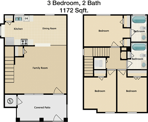 1,172 sq ft floorplan layout