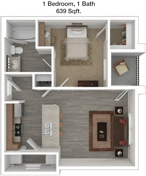 639 sq ft floorplan layout