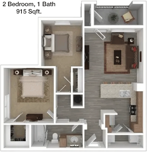 915 sq ft floorplan layout