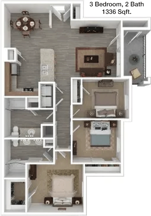 1,336 sq ft floorplan layout