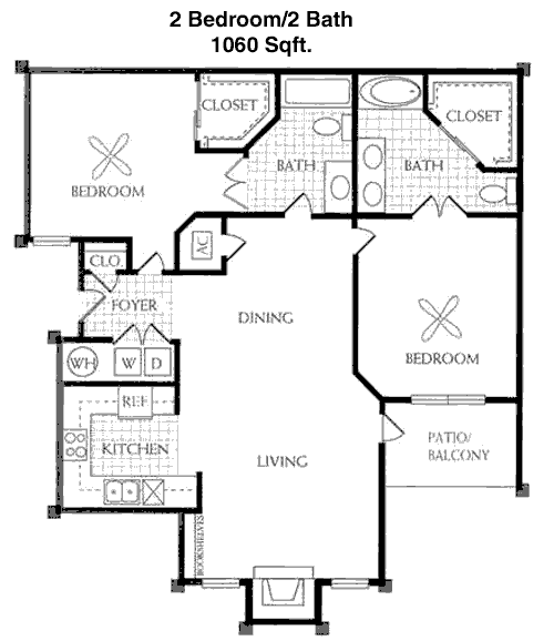 1,060 sq ft floorplan layout