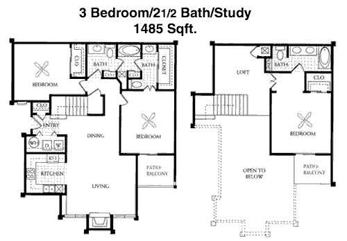 1,485 sq ft floorplan layout