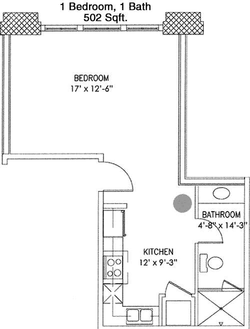 502 sq ft floorplan layout