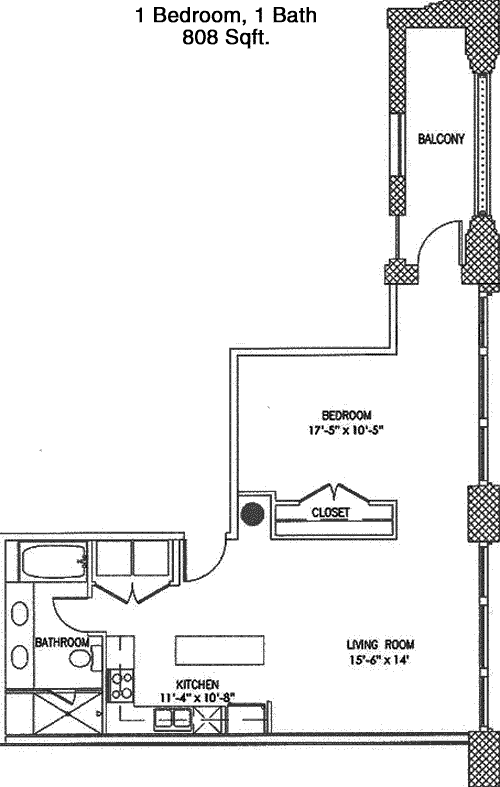 808 sq ft floorplan layout