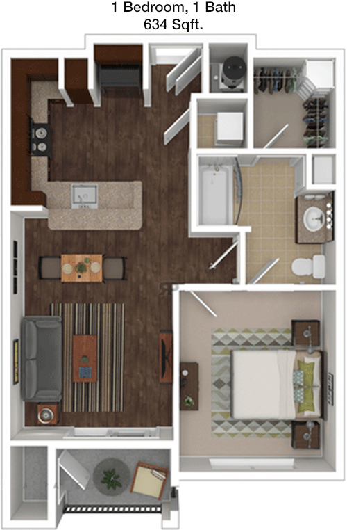 634 sq ft floorplan layout