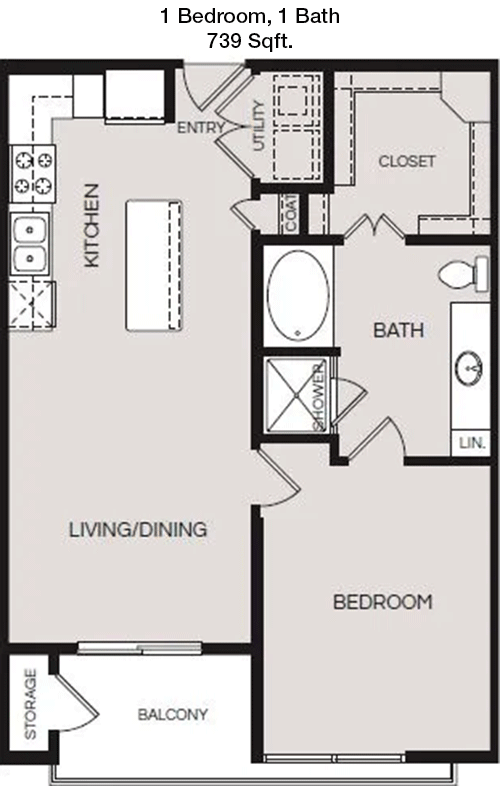 739 sq ft floorplan layout