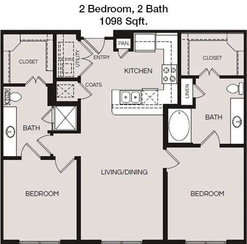 1,098 sq ft floorplan layout