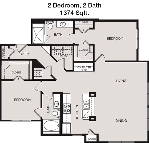 1,374 sq ft floorplan layout