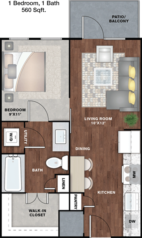 560 sq ft floorplan layout