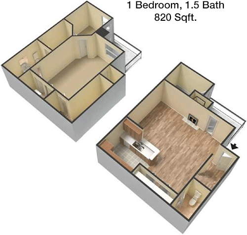 820 sq ft floorplan layout