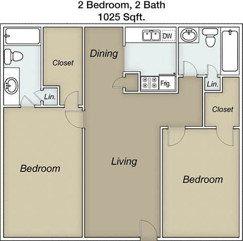 1,025 sq ft floorplan layout