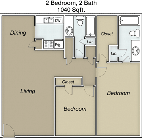 1,040 sq ft floorplan layout