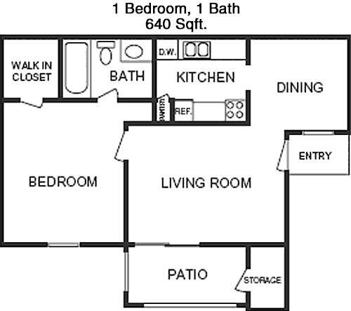 640 sq ft floorplan layout