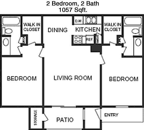 1,057 sq ft floorplan layout