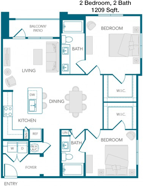 1,209 sq ft floorplan layout