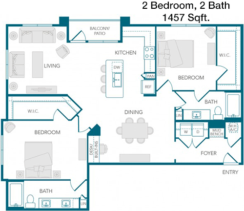 1,457 sq ft floorplan layout