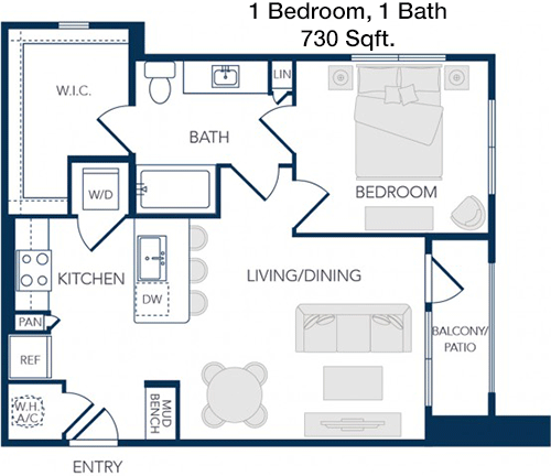 730 sq ft floorplan layout