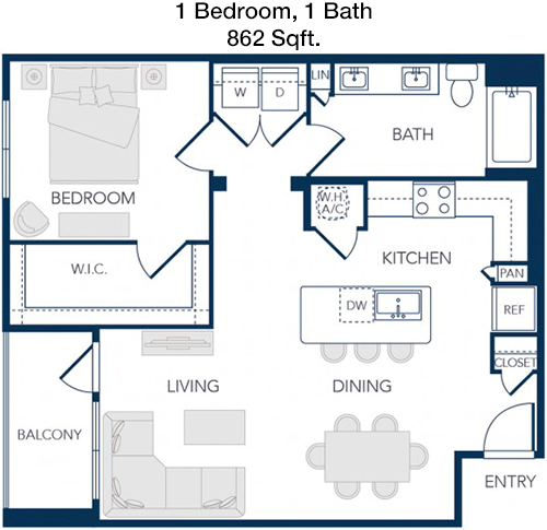 862 sq ft floorplan layout